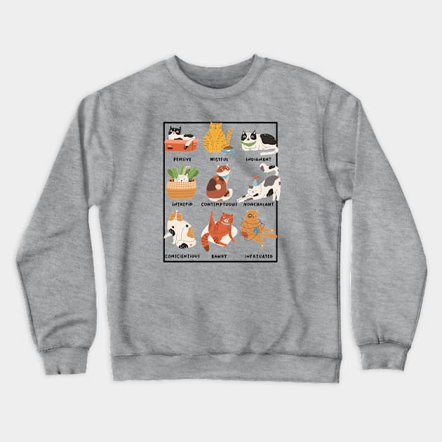 The Many Demeanors of Cats Crewneck Sweatshirt by Perpetual Brunch